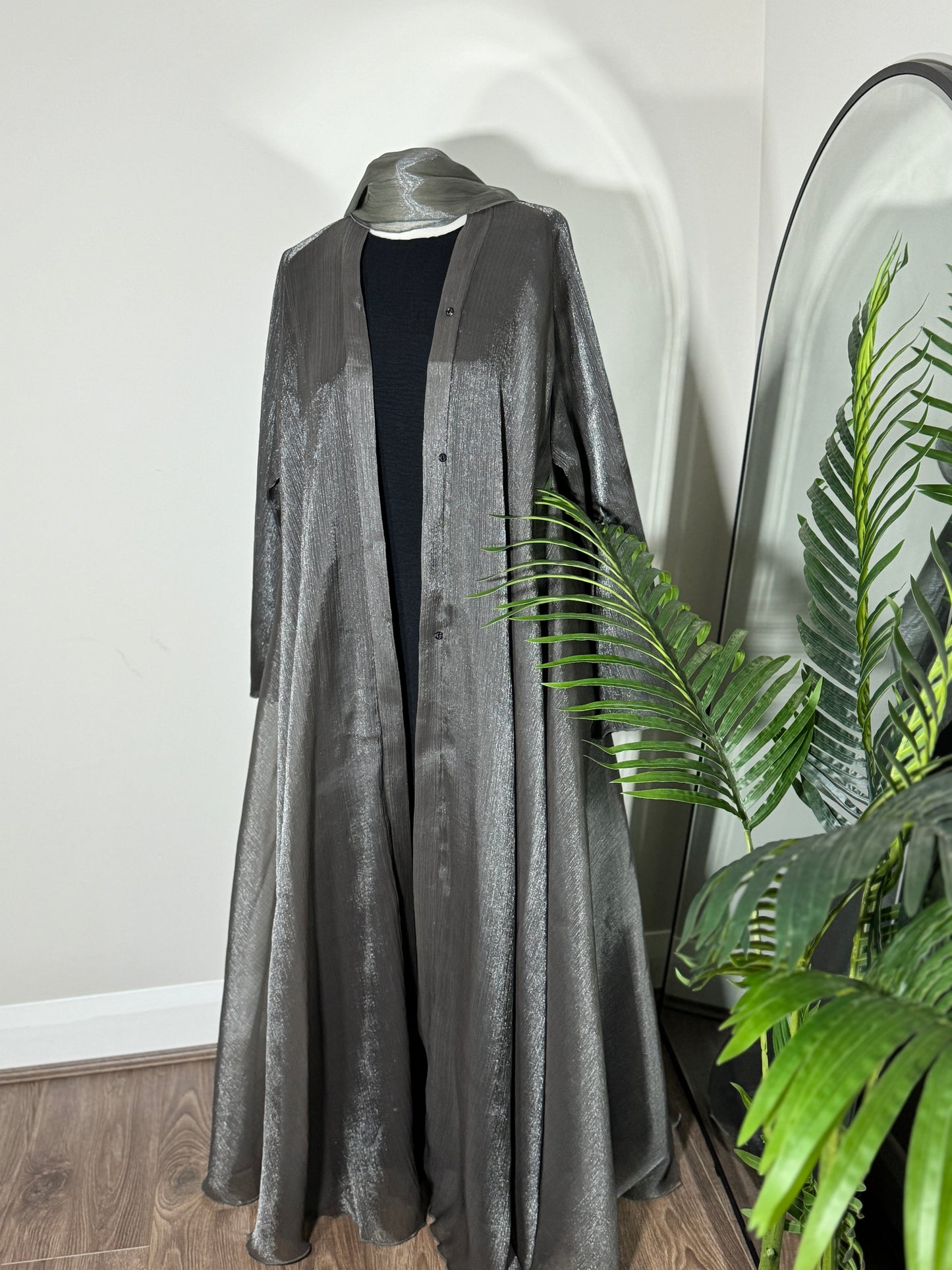 Grey Green Elegance Abaya Set
