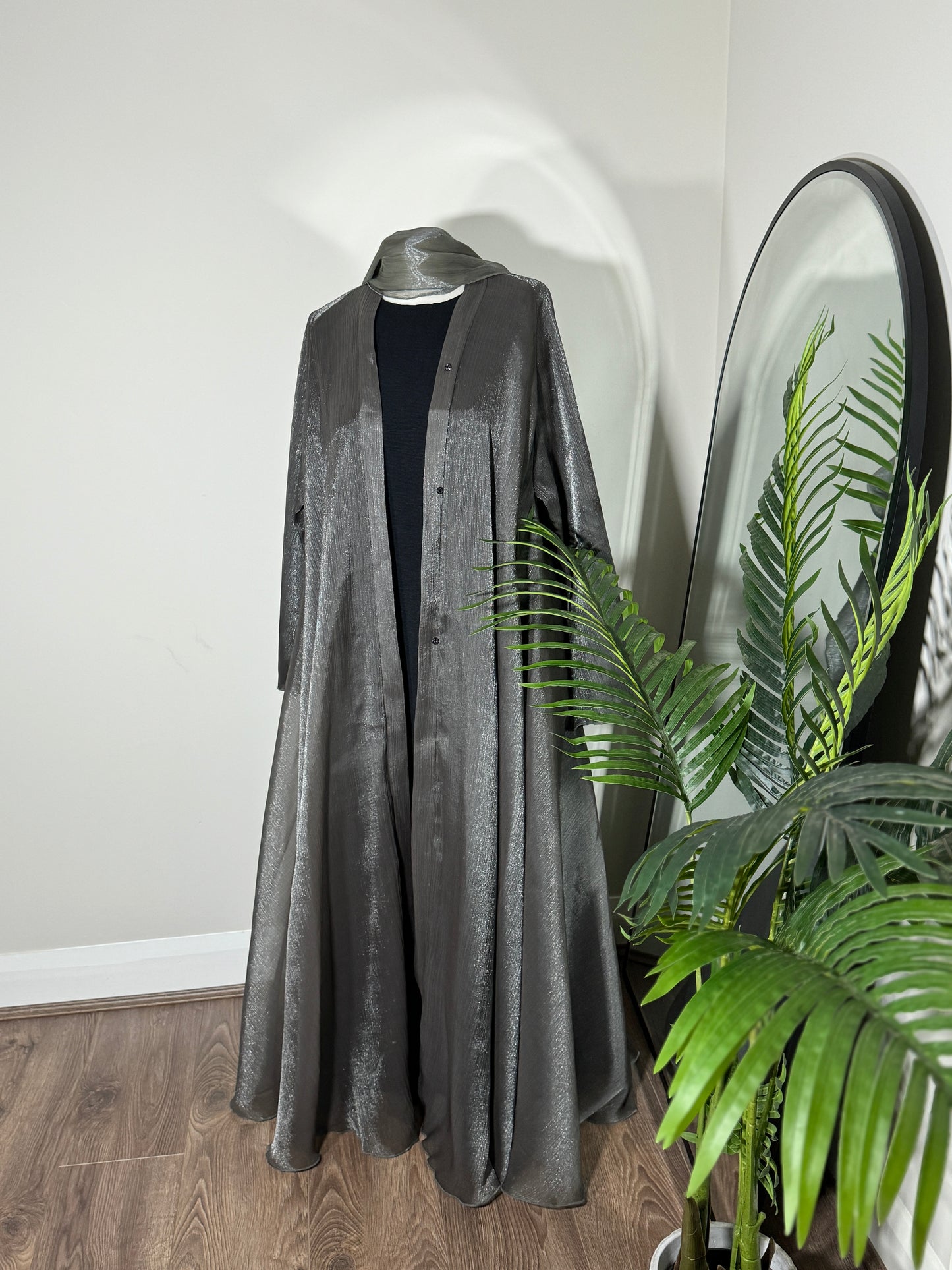 Grey Green Elegance Abaya Set